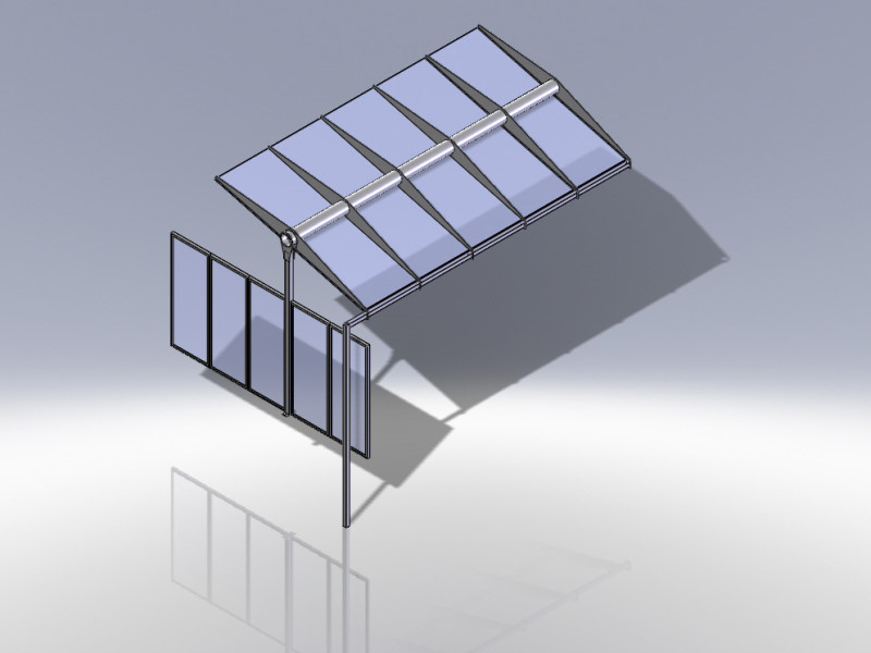 3D-Modellierung, Terrassenüberdachung, Glas-Metall