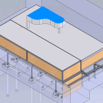 3D-Modell Hubbuehne mit Haltestationen. Hubbühne oben - Konzertbetrieb